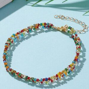 NWOT Seed Bead Colorful handmade Bracelet Silver lined Beads